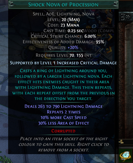 Imbued gem: Shock Nova of Procession