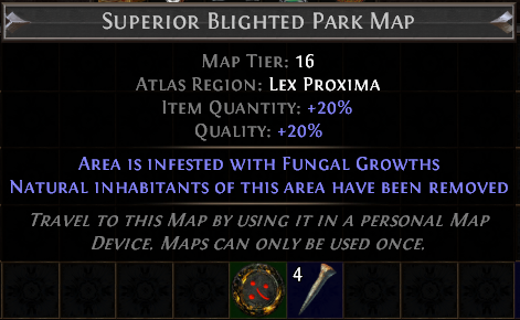 Blighted mapa Tier 16 z 20% quality