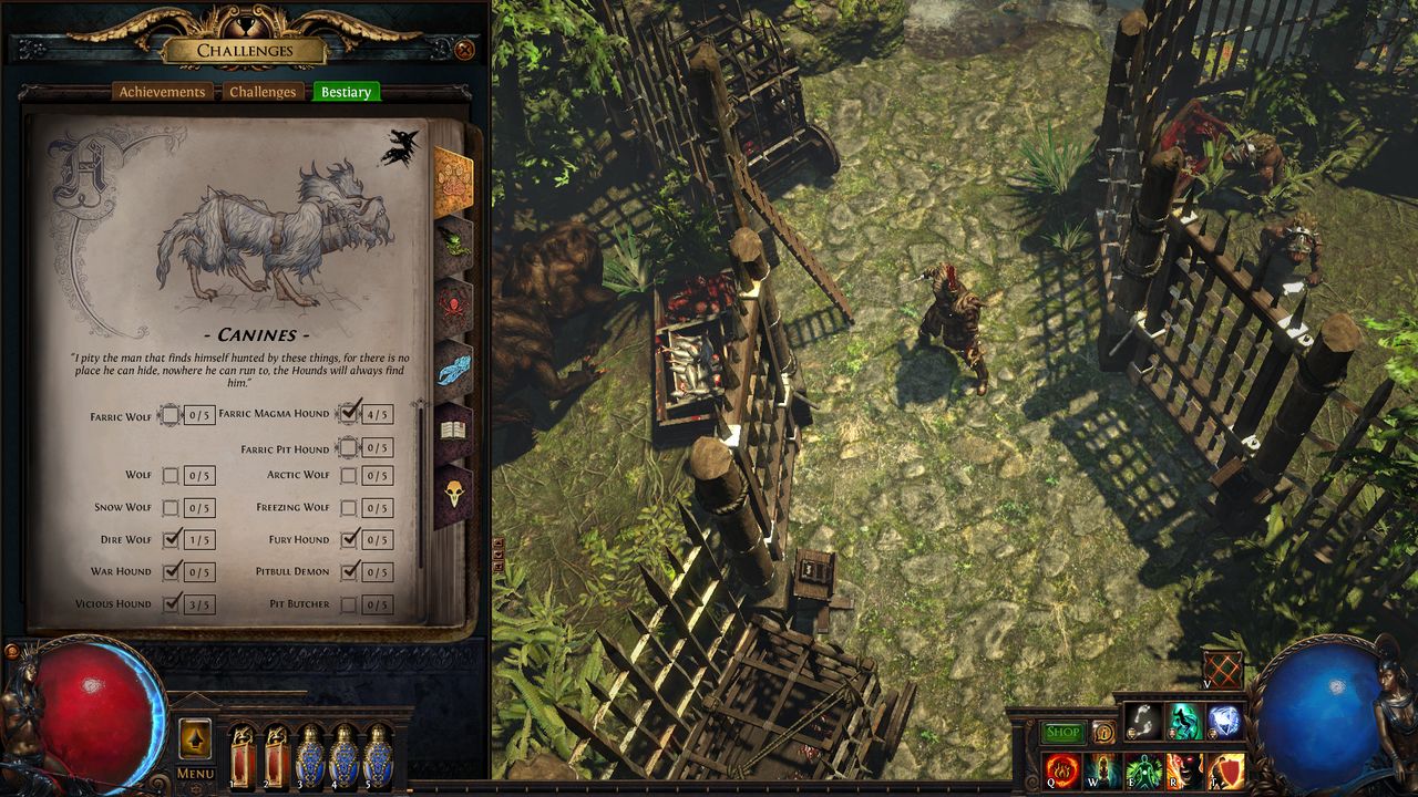 Zakładka Bestiary z rodzinami bestii